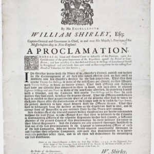 By His Excellency William Shirley, Esq;...A Proclamation.