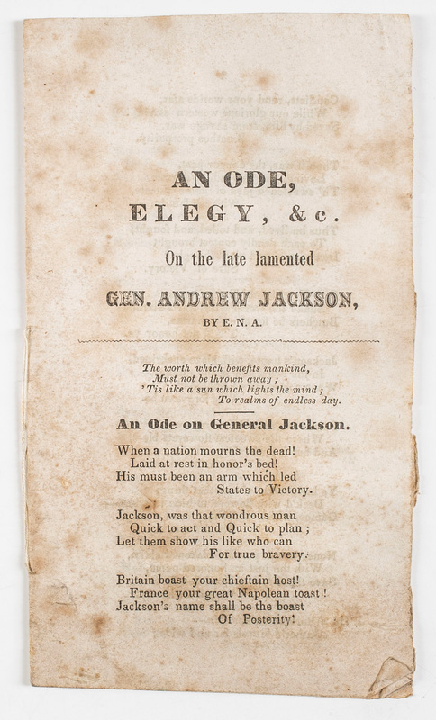 <em>An Ode, Elegy, &amp;c. on the Late Lamented Gen. Andrew Jackson</em>